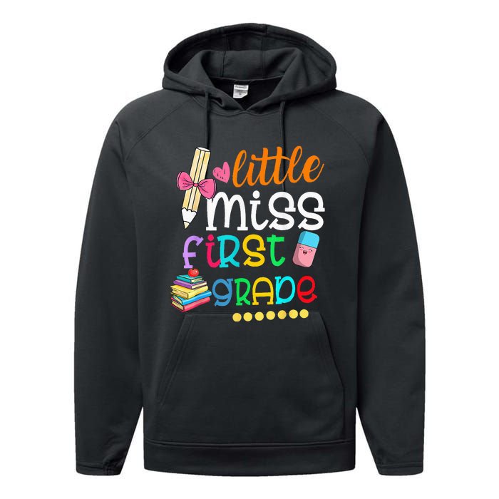 Little Miss First Grade Back To School 1st Grader Performance Fleece Hoodie