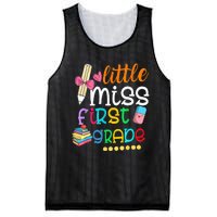 Little Miss First Grade Back To School 1st Grader Mesh Reversible Basketball Jersey Tank