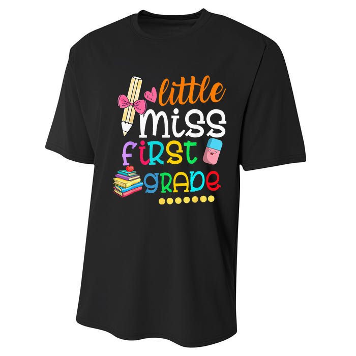 Little Miss First Grade Back To School 1st Grader Performance Sprint T-Shirt