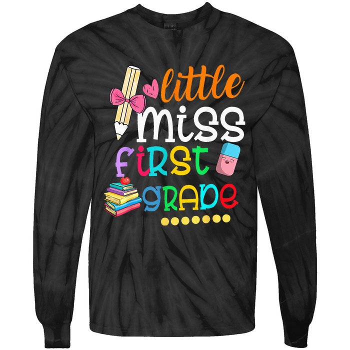 Little Miss First Grade Back To School 1st Grader Tie-Dye Long Sleeve Shirt