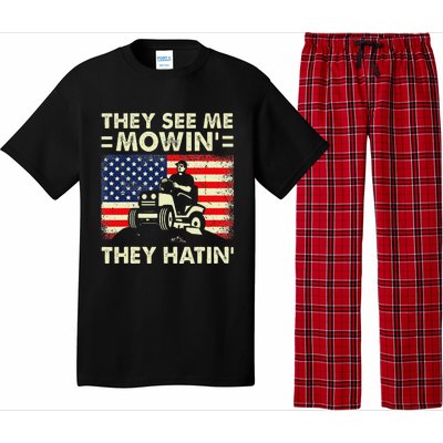 Lawn Mowing Funny See Me Mowing They Hatin Garden Dad Pajama Set