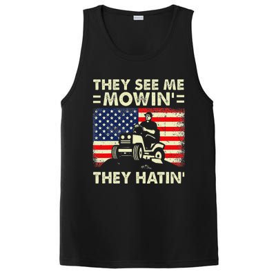 Lawn Mowing Funny See Me Mowing They Hatin Garden Dad PosiCharge Competitor Tank