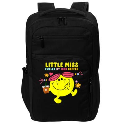 Little Miss Fueled By Iced Coffee Funny Coffee Drinking Impact Tech Backpack