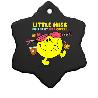 Little Miss Fueled By Iced Coffee Funny Coffee Drinking Ceramic Star Ornament