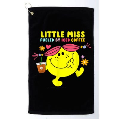 Little Miss Fueled By Iced Coffee Funny Coffee Drinking Platinum Collection Golf Towel