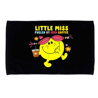 Little Miss Fueled By Iced Coffee Funny Coffee Drinking Microfiber Hand Towel