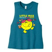 Little Miss Fueled By Iced Coffee Funny Coffee Drinking Women's Racerback Cropped Tank