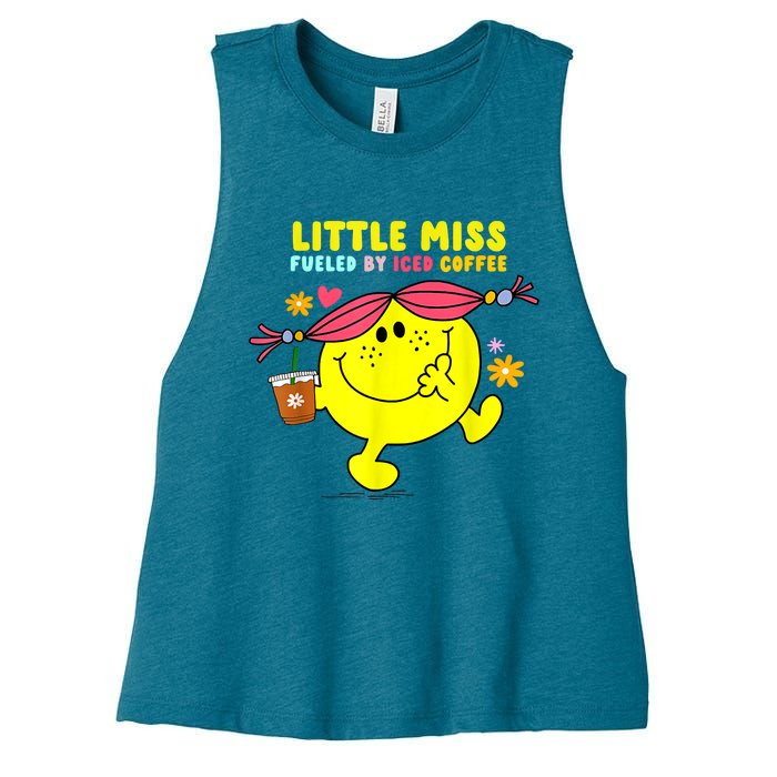 Little Miss Fueled By Iced Coffee Funny Coffee Drinking Women's Racerback Cropped Tank