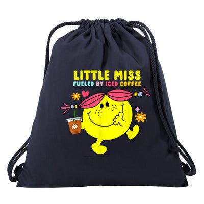 Little Miss Fueled By Iced Coffee Funny Coffee Drinking Drawstring Bag