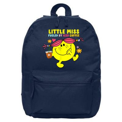 Little Miss Fueled By Iced Coffee Funny Coffee Drinking 16 in Basic Backpack