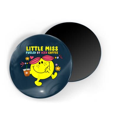 Little Miss Fueled By Iced Coffee Funny Coffee Drinking Magnet