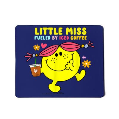 Little Miss Fueled By Iced Coffee Funny Coffee Drinking Mousepad