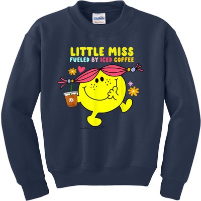 Little Miss Fueled By Iced Coffee Funny Coffee Drinking Kids Sweatshirt