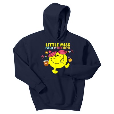 Little Miss Fueled By Iced Coffee Funny Coffee Drinking Kids Hoodie