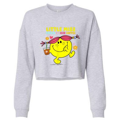 Little Miss Fueled By Iced Coffee Funny Coffee Drinking Cropped Pullover Crew