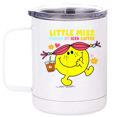 Little Miss Fueled By Iced Coffee Funny Coffee Drinking 12 oz Stainless Steel Tumbler Cup