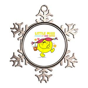 Little Miss Fueled By Iced Coffee Funny Coffee Drinking Metallic Star Ornament