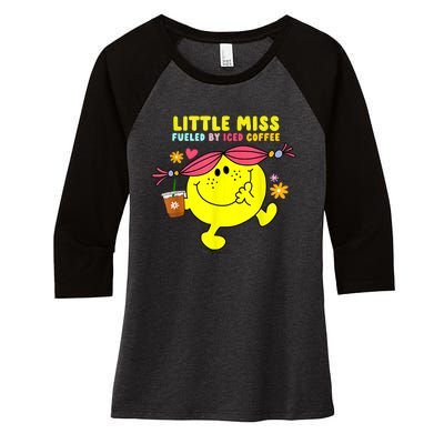 Little Miss Fueled By Iced Coffee Funny Coffee Drinking Women's Tri-Blend 3/4-Sleeve Raglan Shirt