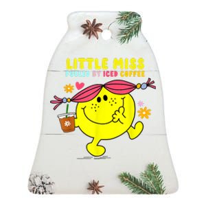 Little Miss Fueled By Iced Coffee Funny Coffee Drinking Ceramic Bell Ornament