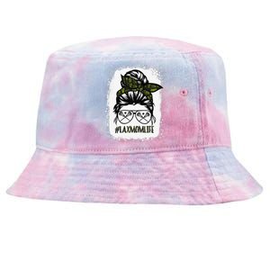 Lax Mom Funny Lacrosse Mom Messy Hair Bun Tie-Dyed Bucket Hat