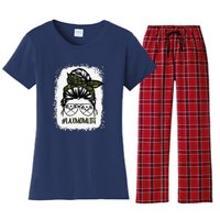 Lax Mom Funny Lacrosse Mom Messy Hair Bun Women's Flannel Pajama Set