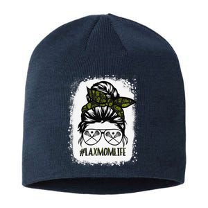 Lax Mom Funny Lacrosse Mom Messy Hair Bun Sustainable Beanie