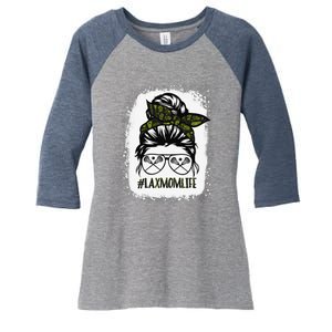 Lax Mom Funny Lacrosse Mom Messy Hair Bun Women's Tri-Blend 3/4-Sleeve Raglan Shirt