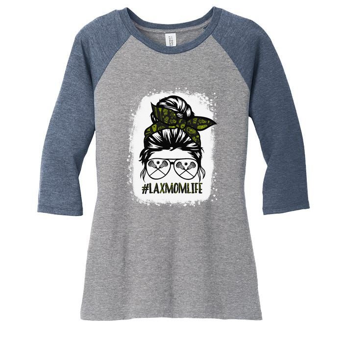 Lax Mom Funny Lacrosse Mom Messy Hair Bun Women's Tri-Blend 3/4-Sleeve Raglan Shirt