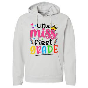 Little Miss First Grade Back To School 1st Grade Girl Performance Fleece Hoodie