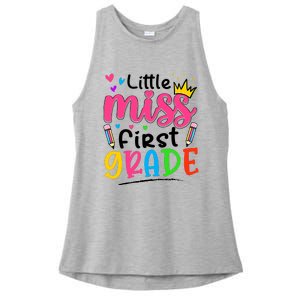 Little Miss First Grade Back To School 1st Grade Girl Ladies PosiCharge Tri-Blend Wicking Tank