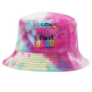 Little Miss First Grade Back To School 1st Grade Girl Tie-Dyed Bucket Hat