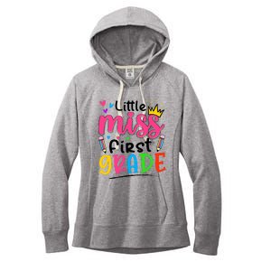 Little Miss First Grade Back To School 1st Grade Girl Women's Fleece Hoodie