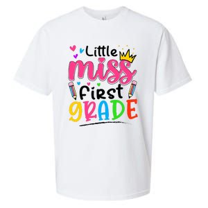 Little Miss First Grade Back To School 1st Grade Girl Sueded Cloud Jersey T-Shirt