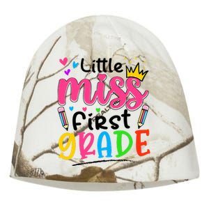 Little Miss First Grade Back To School 1st Grade Girl Kati - Camo Knit Beanie