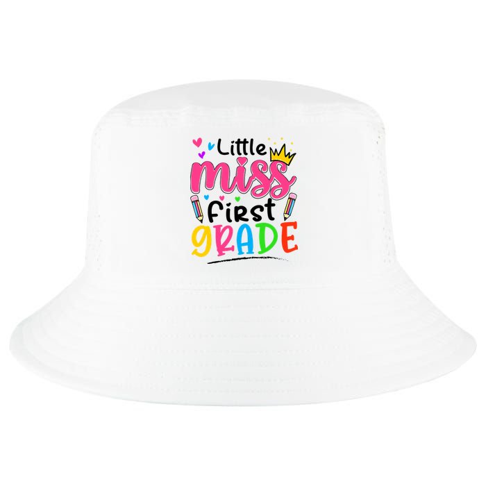 Little Miss First Grade Back To School 1st Grade Girl Cool Comfort Performance Bucket Hat