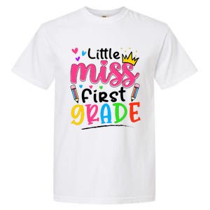 Little Miss First Grade Back To School 1st Grade Girl Garment-Dyed Heavyweight T-Shirt