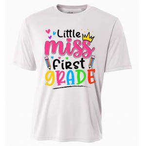 Little Miss First Grade Back To School 1st Grade Girl Cooling Performance Crew T-Shirt