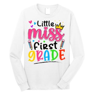 Little Miss First Grade Back To School 1st Grade Girl Long Sleeve Shirt