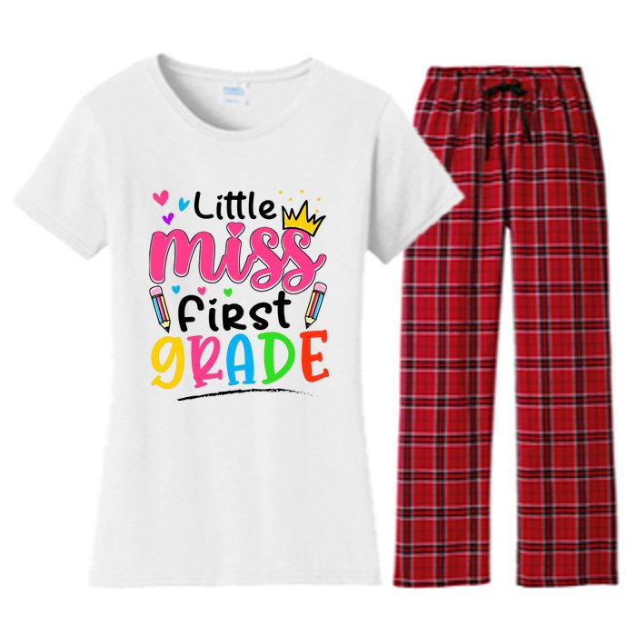 Little Miss First Grade Back To School 1st Grade Girl Women's Flannel Pajama Set