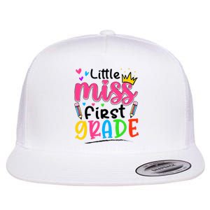 Little Miss First Grade Back To School 1st Grade Girl Flat Bill Trucker Hat