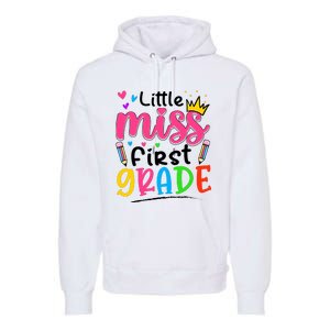 Little Miss First Grade Back To School 1st Grade Girl Premium Hoodie