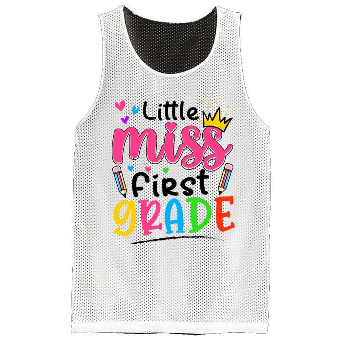 Little Miss First Grade Back To School 1st Grade Girl Mesh Reversible Basketball Jersey Tank