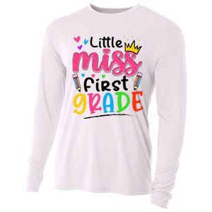 Little Miss First Grade Back To School 1st Grade Girl Cooling Performance Long Sleeve Crew