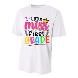 Little Miss First Grade Back To School 1st Grade Girl Performance Sprint T-Shirt