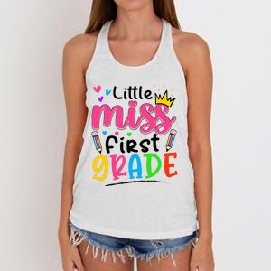 Little Miss First Grade Back To School 1st Grade Girl Women's Knotted Racerback Tank