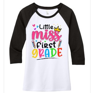 Little Miss First Grade Back To School 1st Grade Girl Women's Tri-Blend 3/4-Sleeve Raglan Shirt