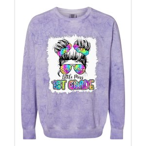 Little Miss First Grade Girls 1st Grade Girl Back To School Colorblast Crewneck Sweatshirt