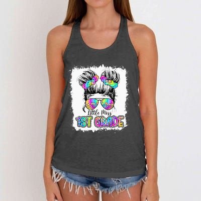 Little Miss First Grade Girls 1st Grade Girl Back To School Women's Knotted Racerback Tank