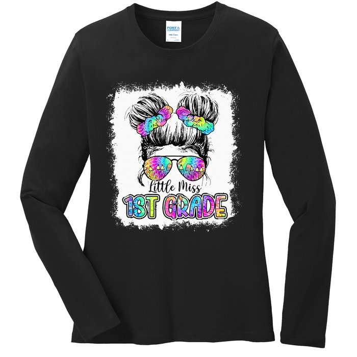 Little Miss First Grade Girls 1st Grade Girl Back To School Ladies Long Sleeve Shirt