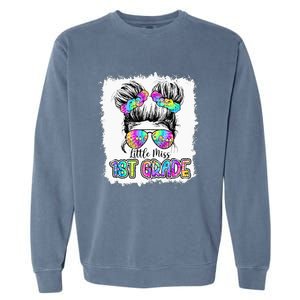 Little Miss First Grade Girls 1st Grade Girl Back To School Garment-Dyed Sweatshirt